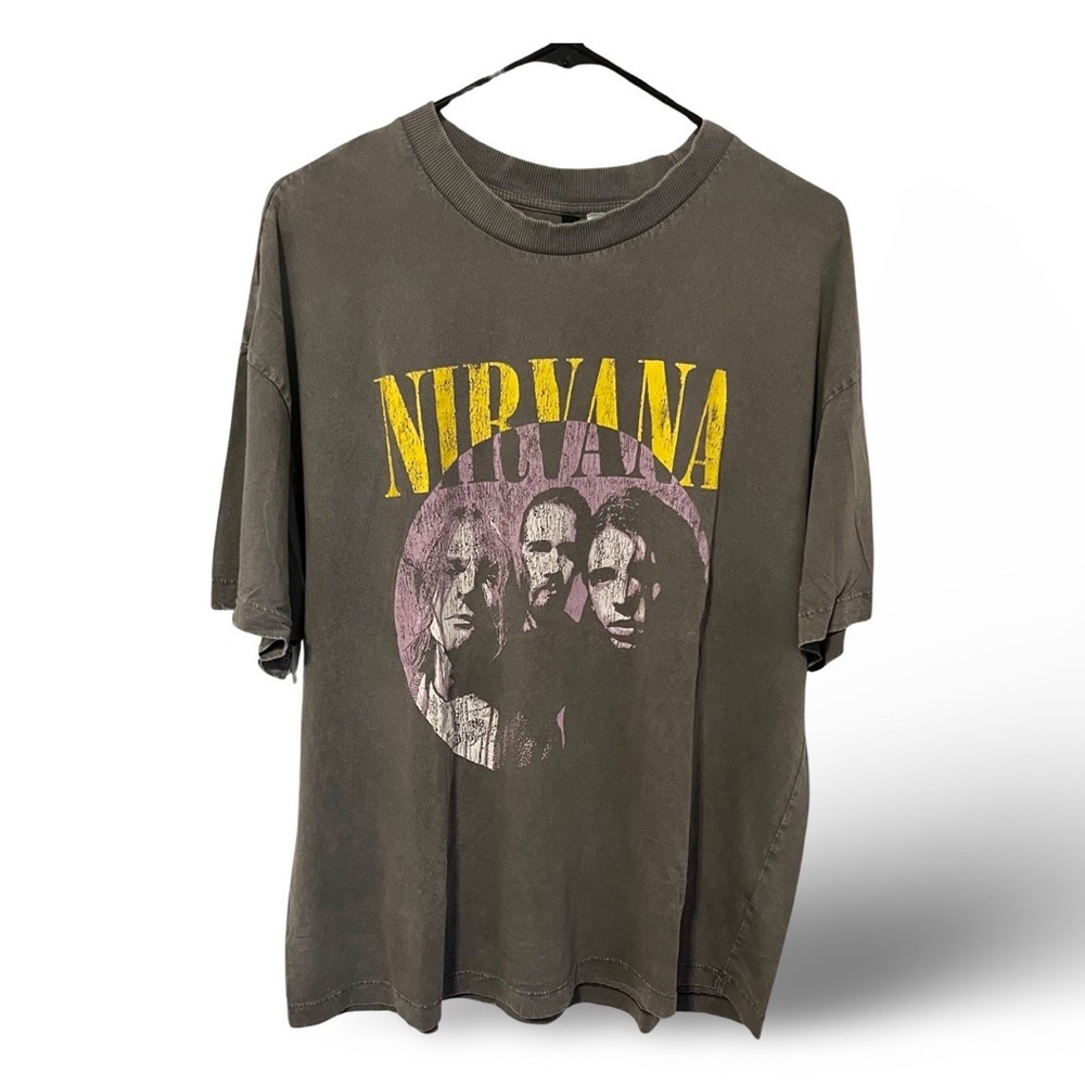 NIRVANA Oversized Band Tee Vintage Wash Gray H&M Unisex